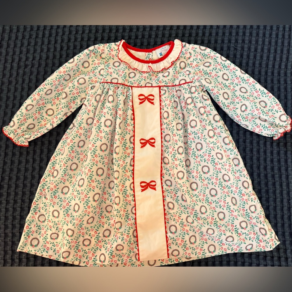 Sweet LaRose toddler girl Long Sleeve Christmas holiday bow Dress, size 4t